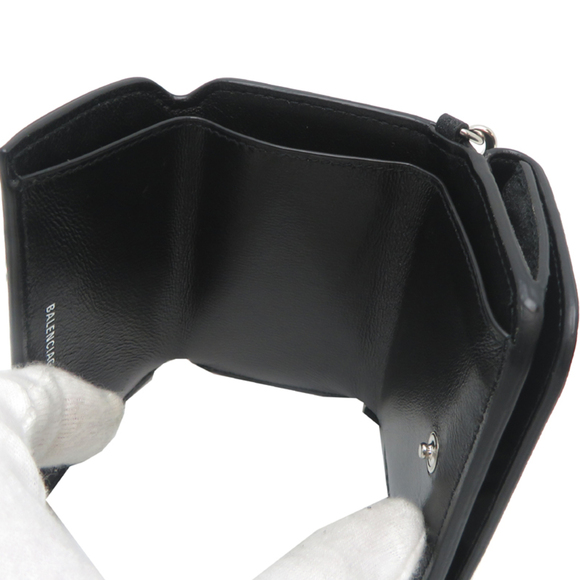 Balenciaga Women's Chain Wallet, Tri-fold Wallet 618145, Leather, Black - Picture 5 of 9